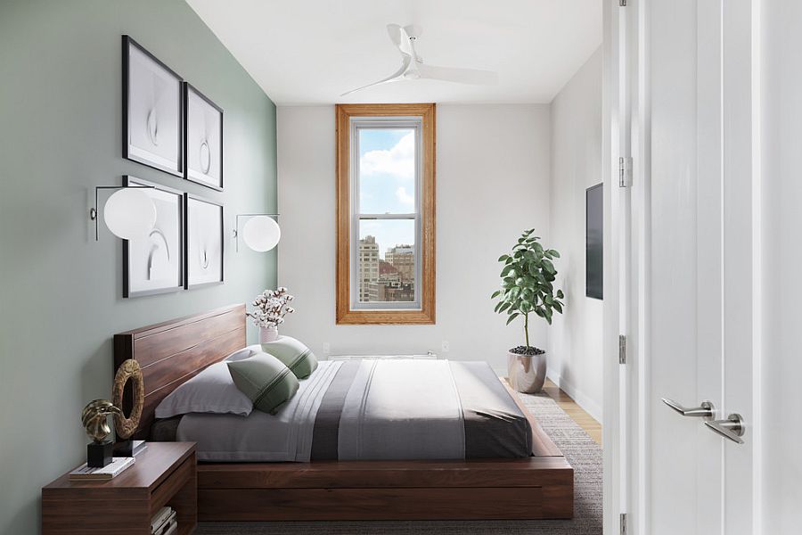 Platform bed adds to the minimal appeal of this serene berdoom in white