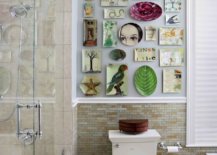 Quirky-wall-of-decoupage-plates-becomes-the-focal-point-in-this-revamped-modern-bathroom-75612-217x155