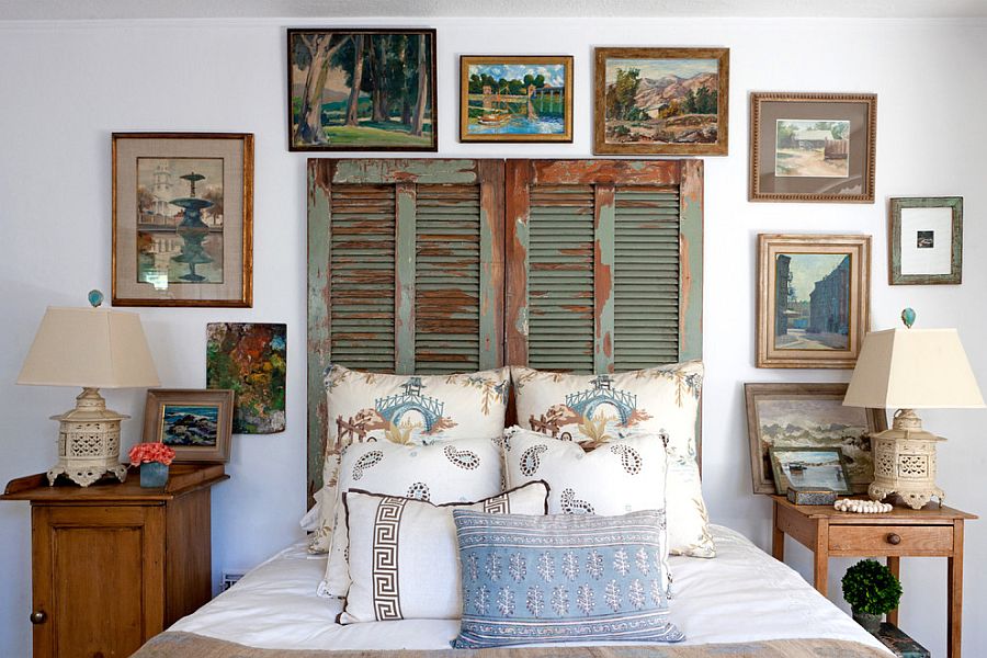 Vintage-and-upcycled-window-shutters-become-the-headboard-in-this-small-bedroom-11720