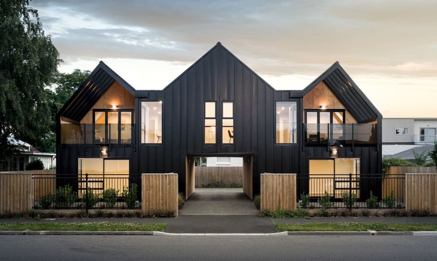 Gabled Building in Steel and Wood Houses Four Space-Savvy Single Bedroom Apartments