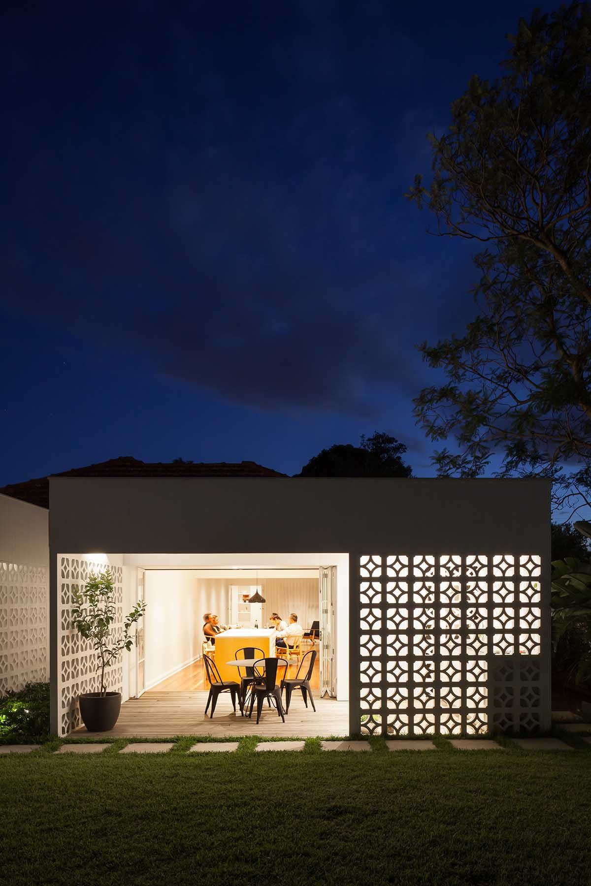 Lovely lighting illuminates the interior of the house while showcasing its best features