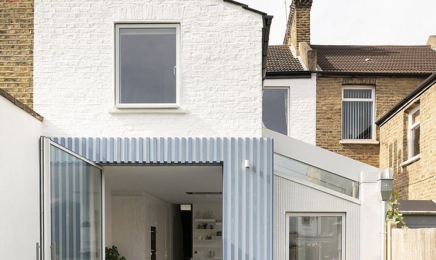 Stylish Striped Rear Extension of Victorian Terrace House Feels Cheerful and Modern