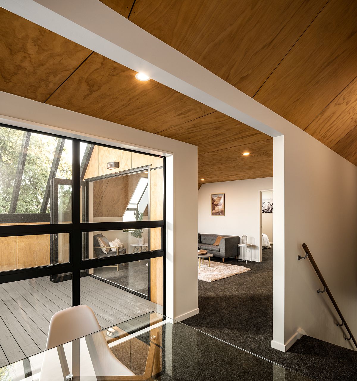 Modest interior of the apartment on the upper level