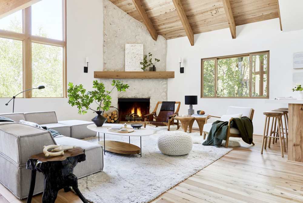 Neutral living room with texture and color