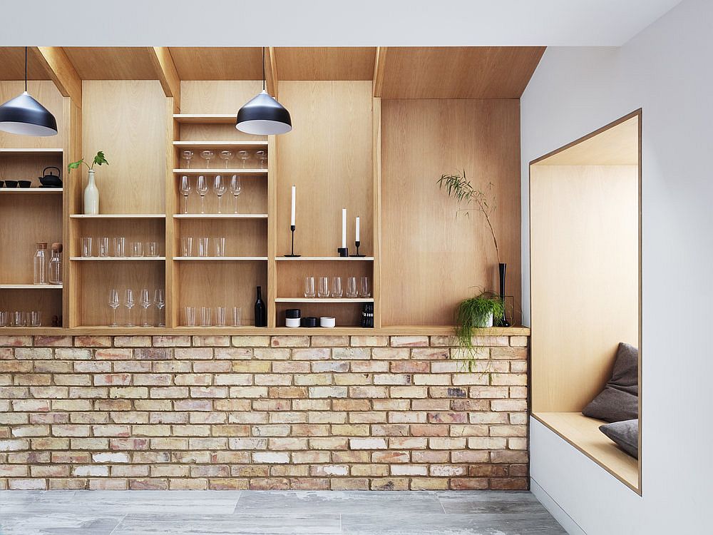 Wood and brick inteior of the house combines some of the older house features with modernity