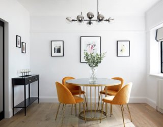 Black, White and Brilliant Pops of Yellow Revitalize Old Epsom Apartment