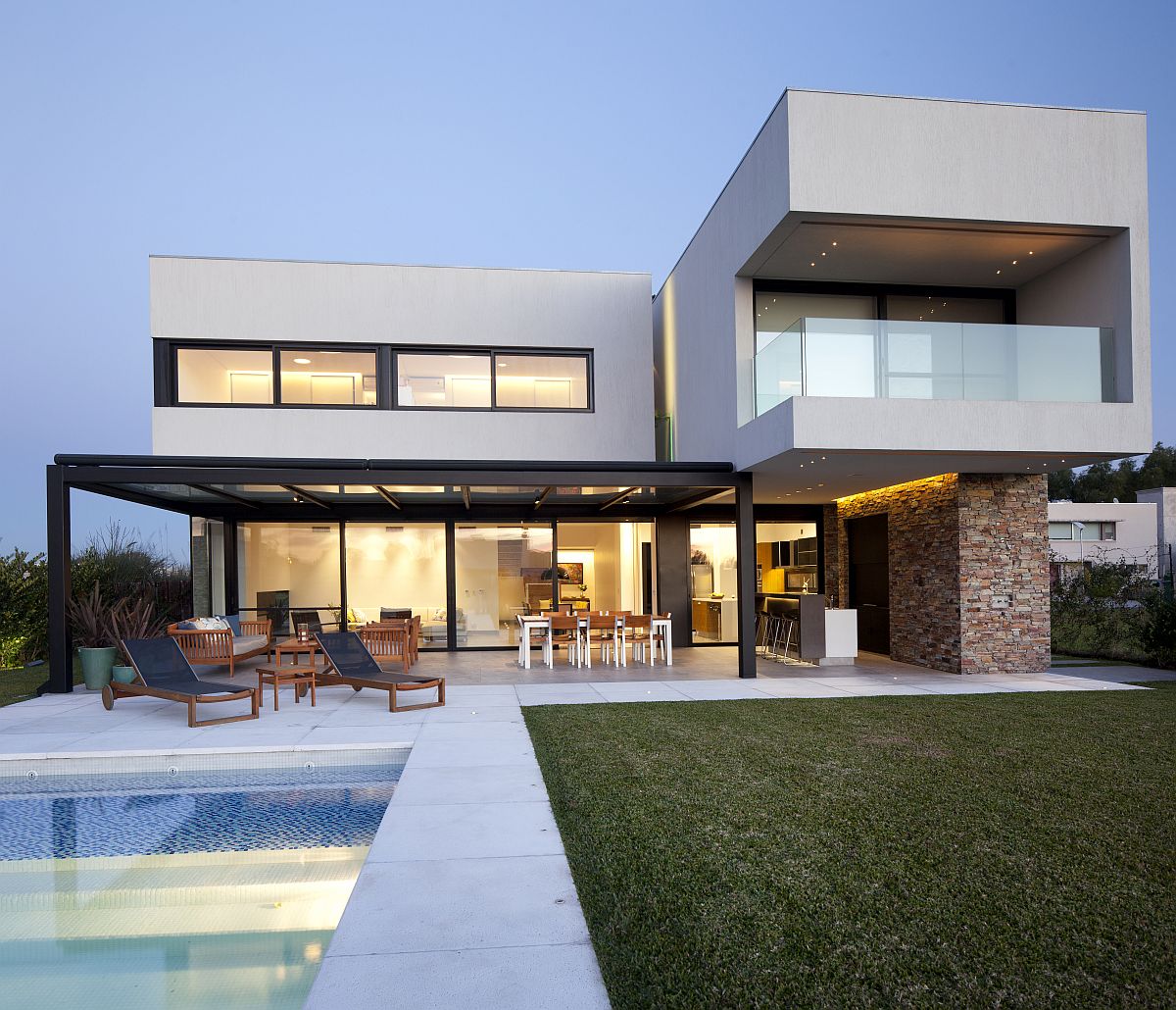 Fabulous pool area and garden of the Contemporary home in Argentina