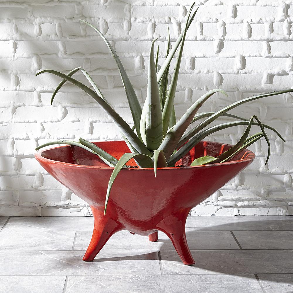 Jonathan Adler red stoneware planter