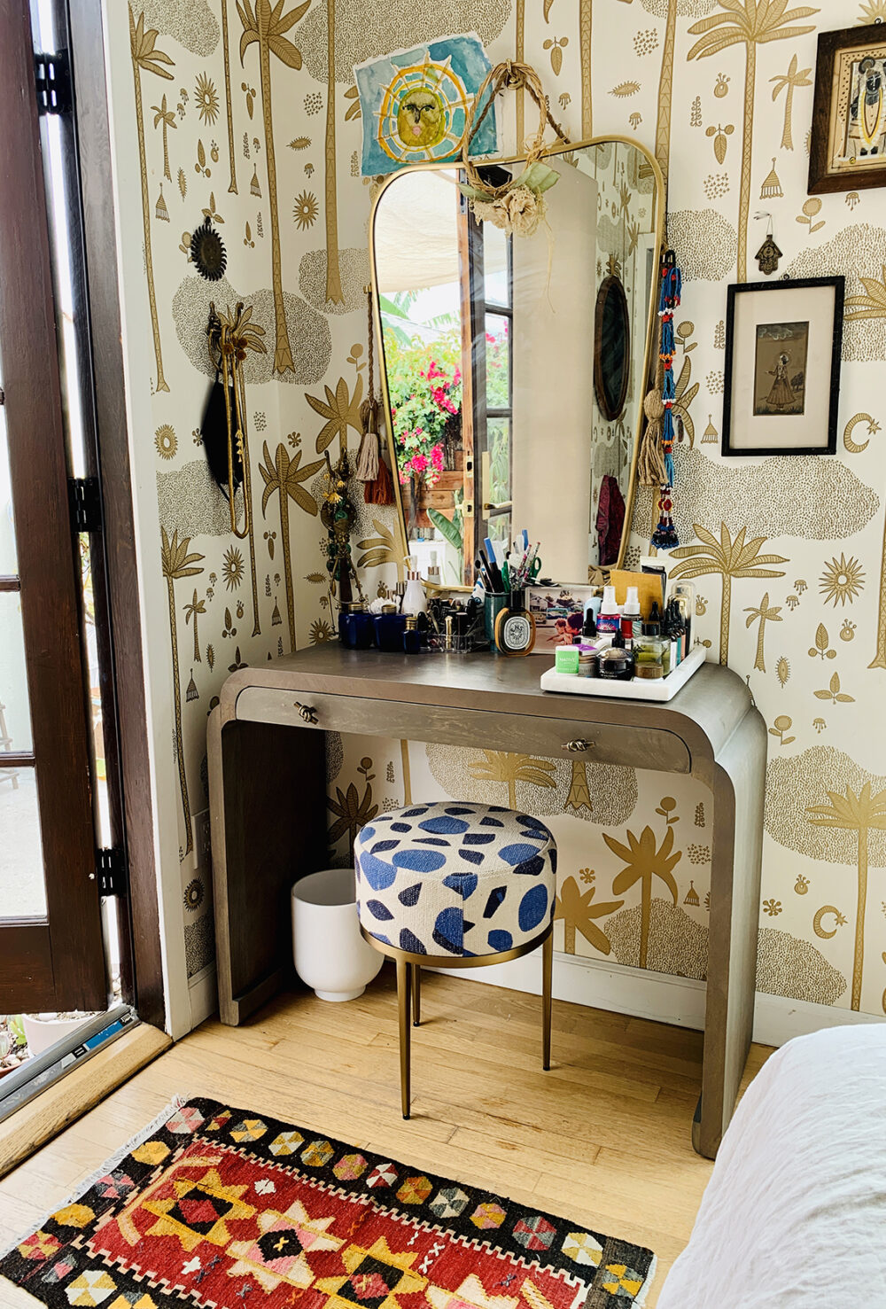 Vanity area styled by Justina Blakeney