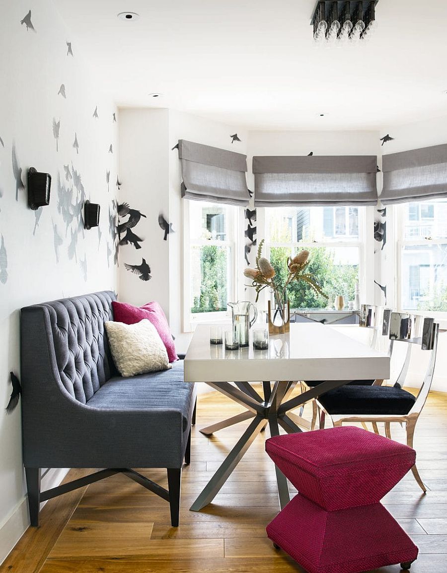 Banquette style seating coupled with slim chairs for that perfect social zone