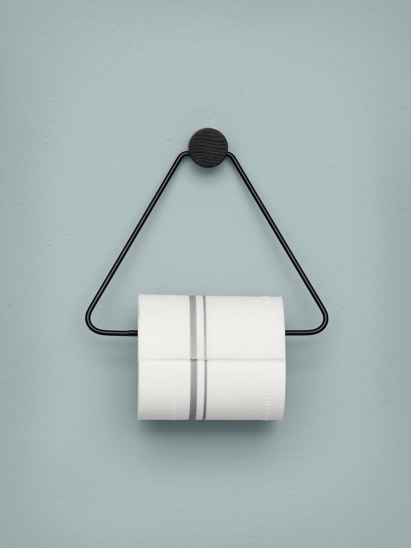 Black triangular toilet paper holder