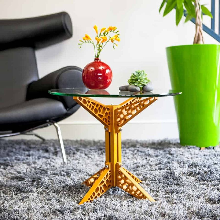 Bright and snazzy table has an edgy industrial appeal about it