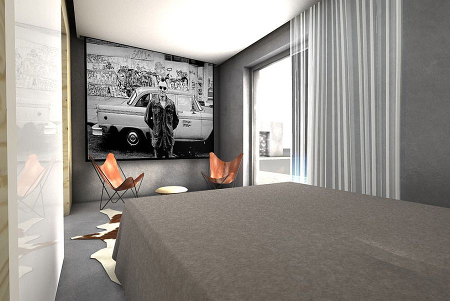 Contemporary-bedroom-in-white-gray-with-a-drop-down-screen-and-projector-34214