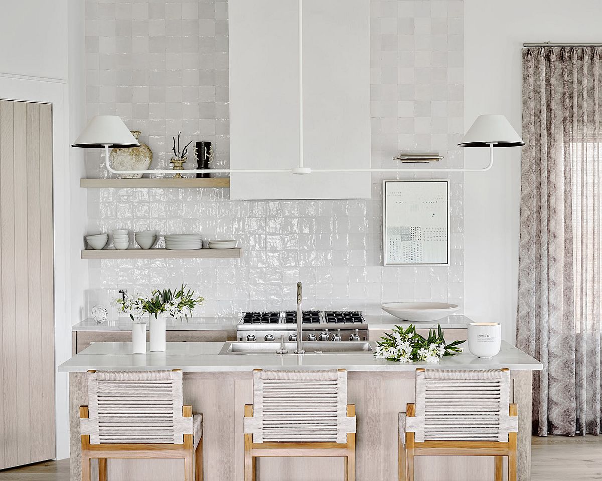 Fabulous monochromatic kitchen inside the beach bungalow