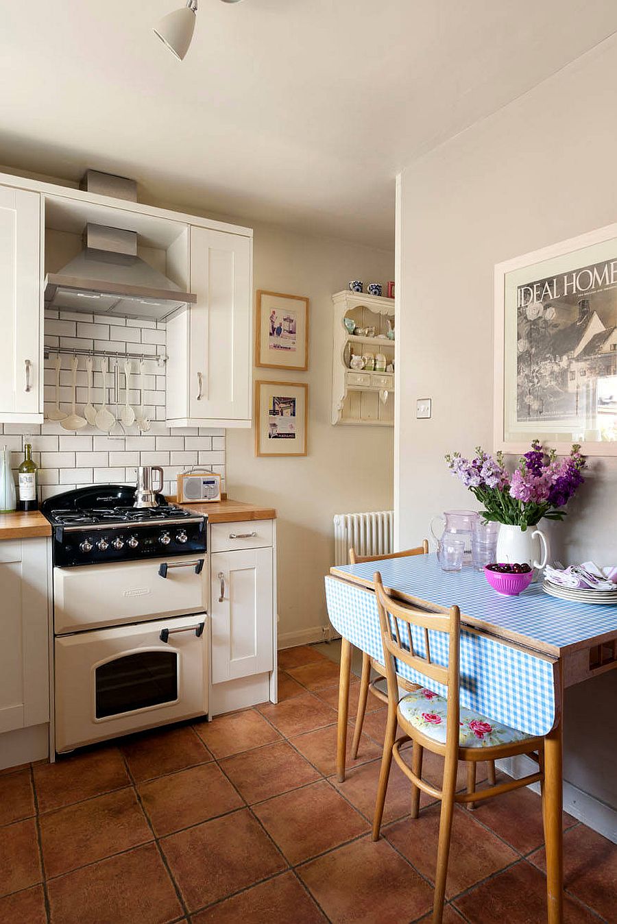 Finding space for a tiny breakfast zone in the small Victorian style kitchen