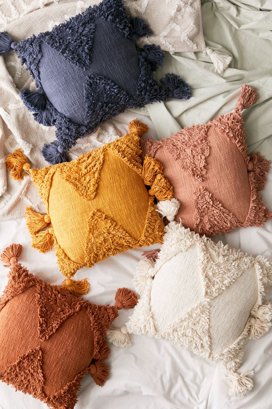 Geometric shag pillows from Urban Outfitters