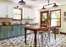 Green-cabinets-with-matte-finish-classic-island-and-tiles-with-pattern-for-the-spaciou-Victorian-style-kitchen-56458-217x155