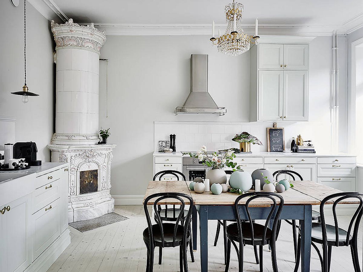 Meet the fabulous white kitchen with Victorian and Scandinavian touches rolled into one