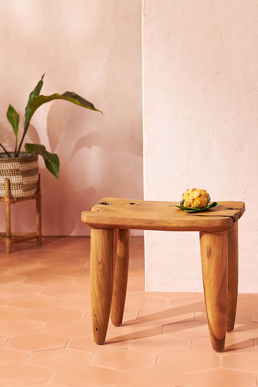 Outdoor stool crafted from teak