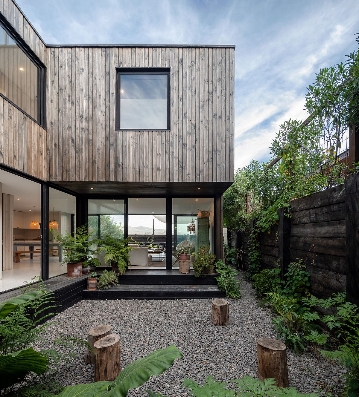 Private courtyard of the house allows the homeowners to enjoy the outdoors in a sheltered fashion