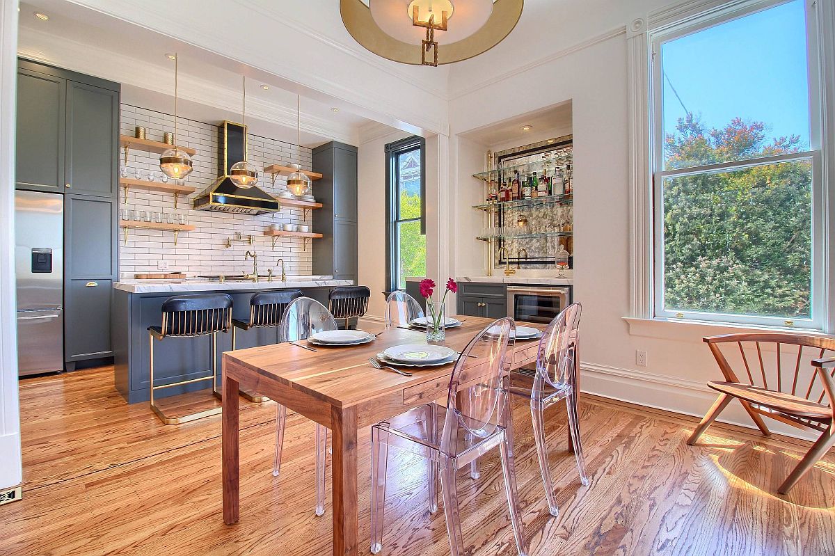 Remodeled Victorian kitchen with modern touches and a light color palette