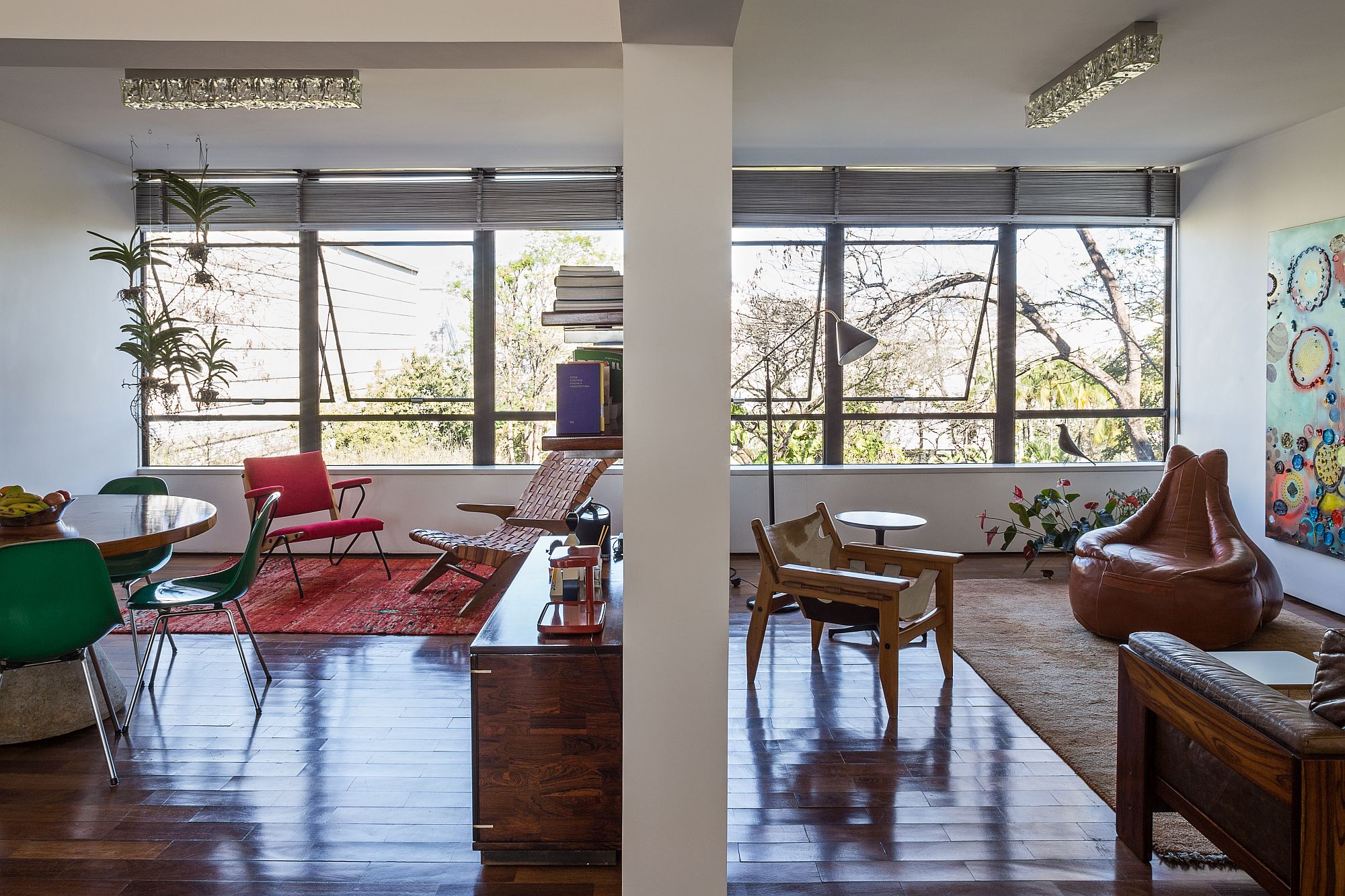 Revamped interior of the modern Brazilian apartment full of color