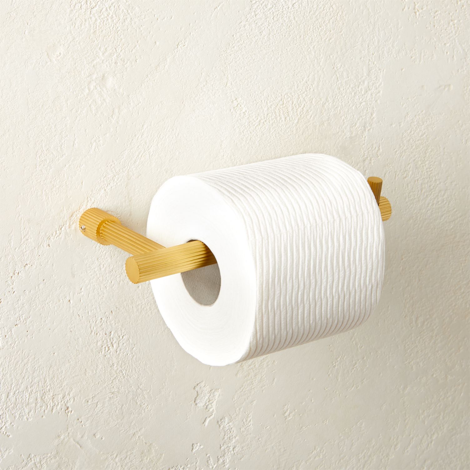 Ridged brass toilet paper holder