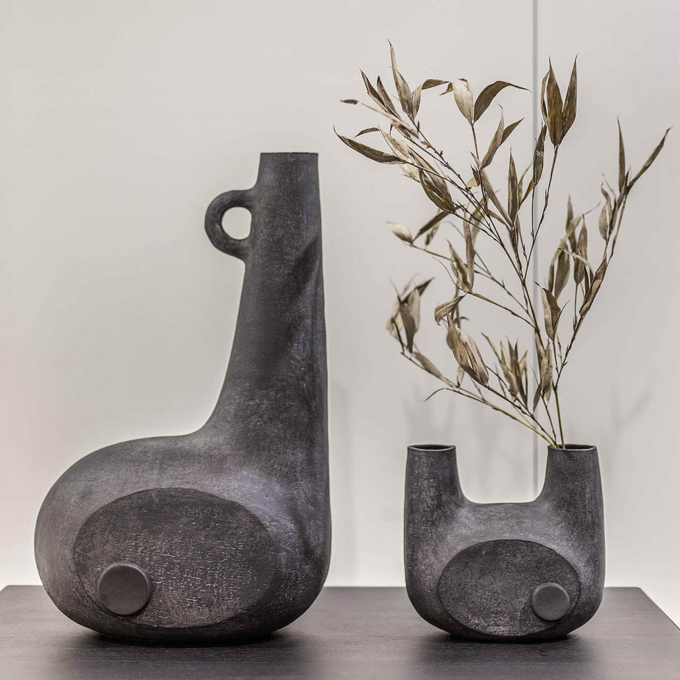 Sculptural black vases from Kooku