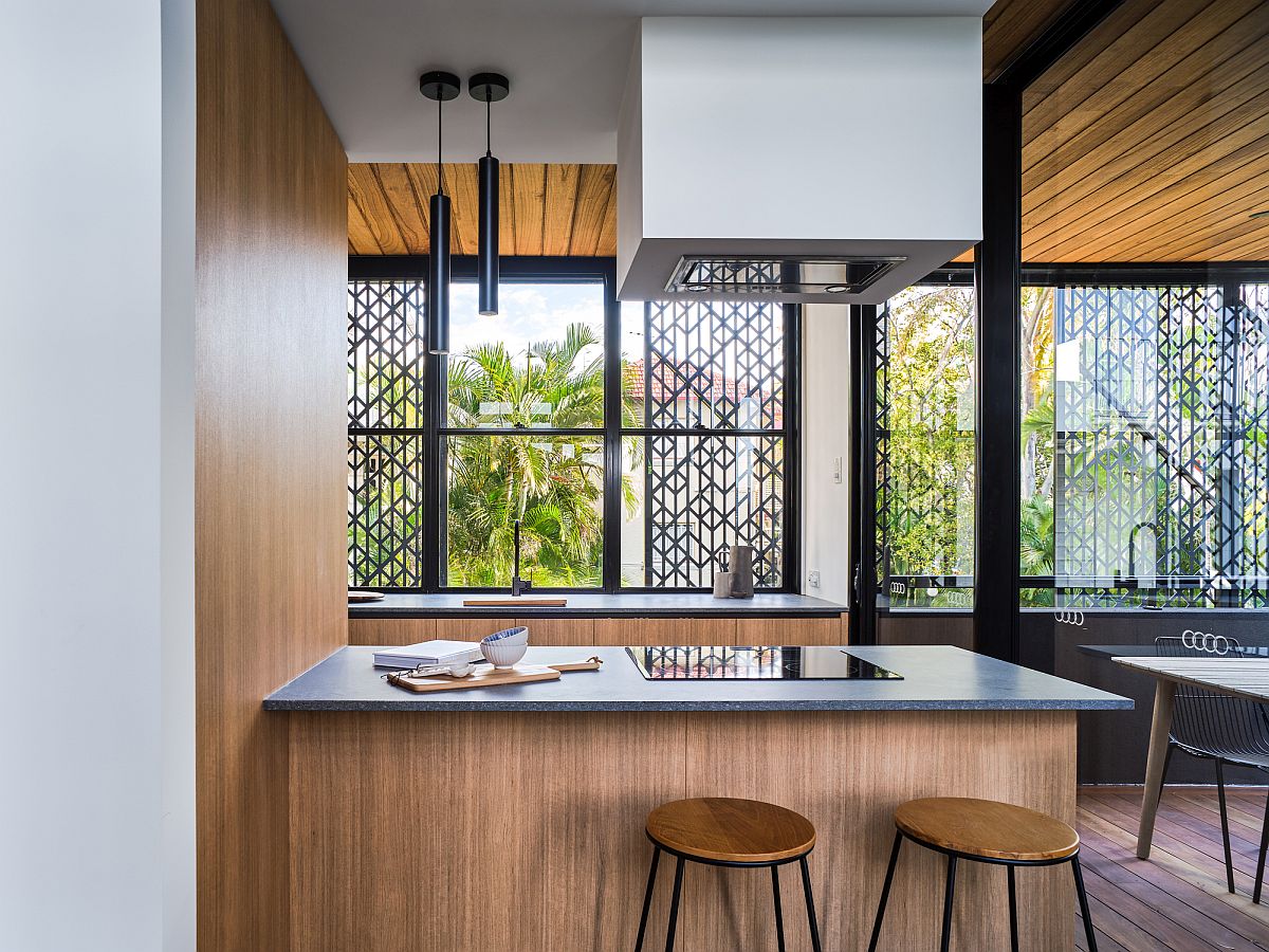 Small kitchen with twin counters and lovely natural ventilation