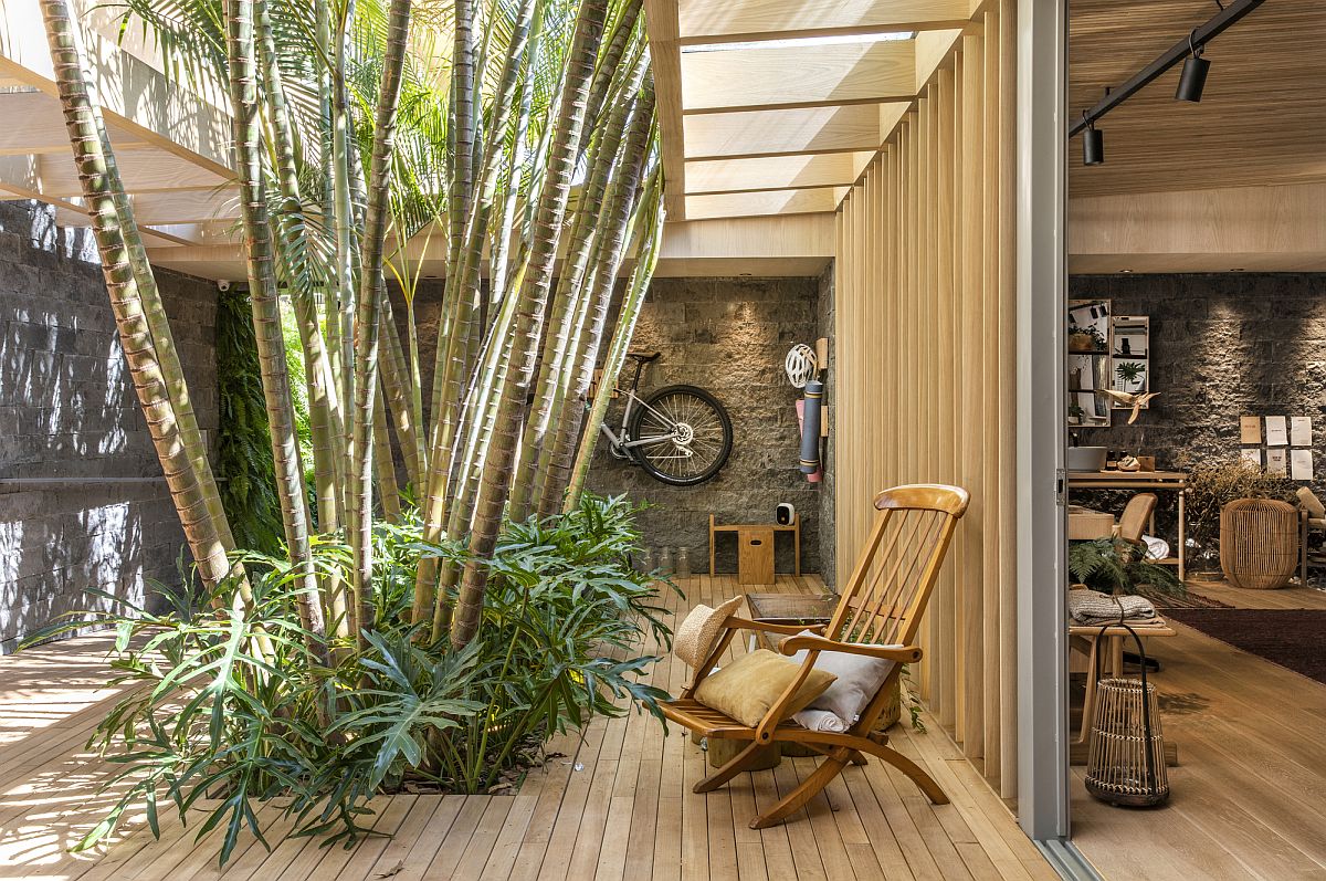 Space for greenery next to tehe deck also ushers in ample natural light