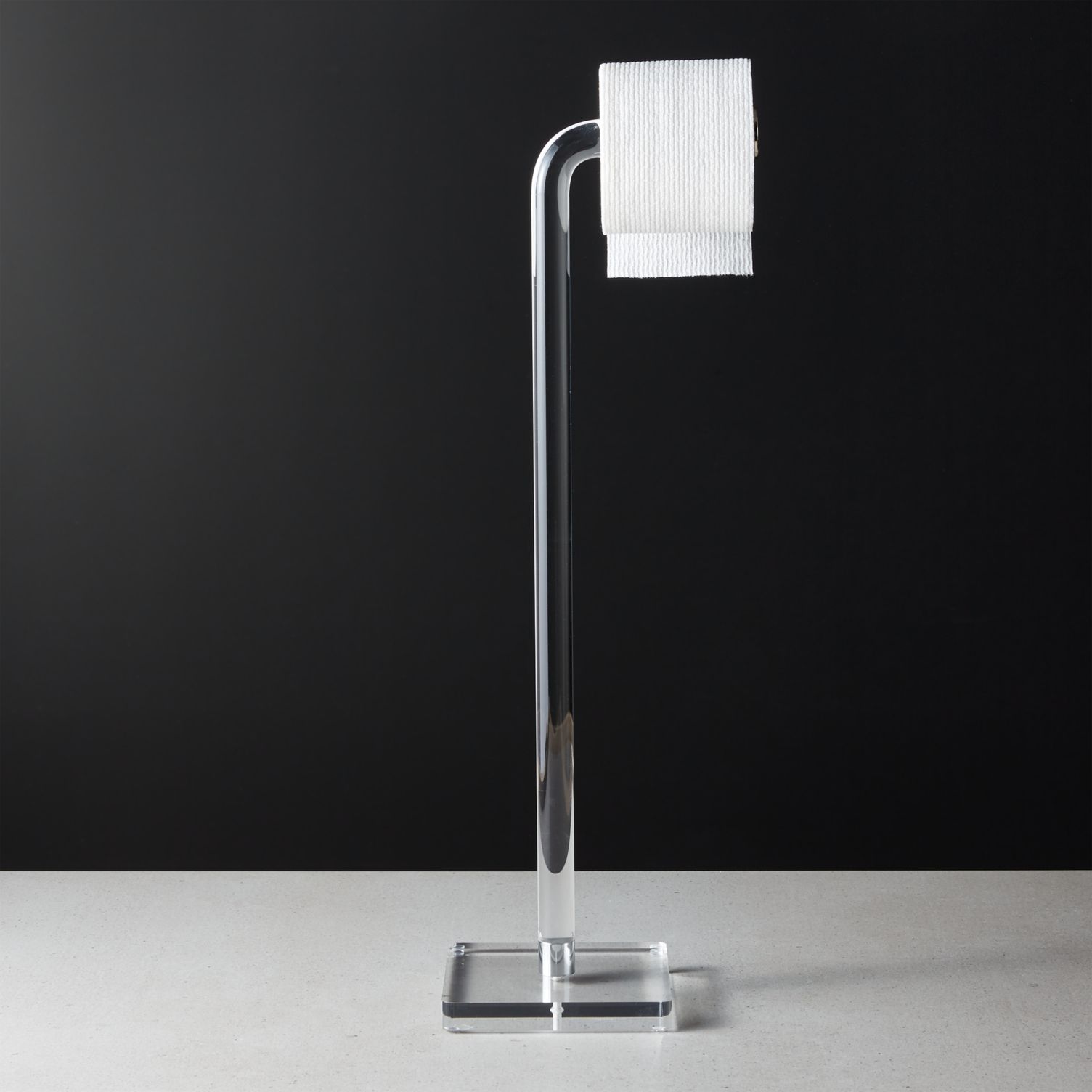 Standing acrylic toilet paper holder