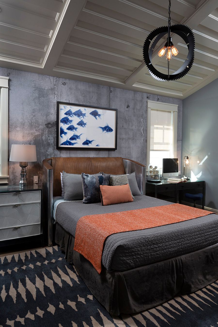 Teen boys' bedroom with modern industrial style