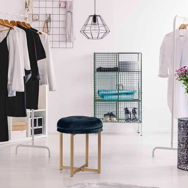 Vanity stool with gold-toned legs