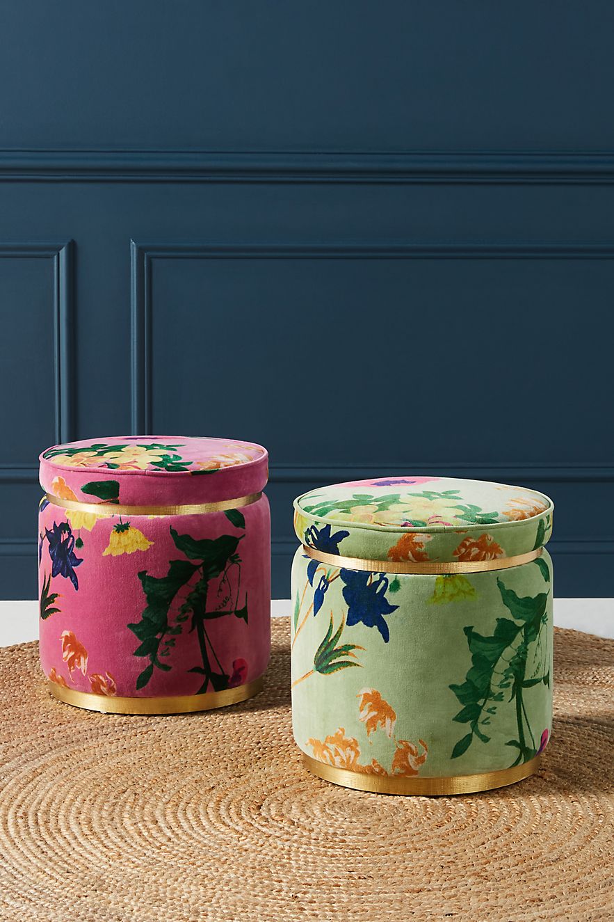 Velvet floral stools from Anthropologie