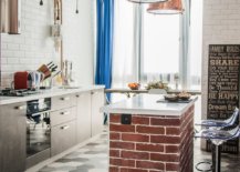 Custom-kitchen-island-that-is-perfect-for-small-kitchens-is-draped-in-brick-and-features-a-white-countertop-71978-217x155