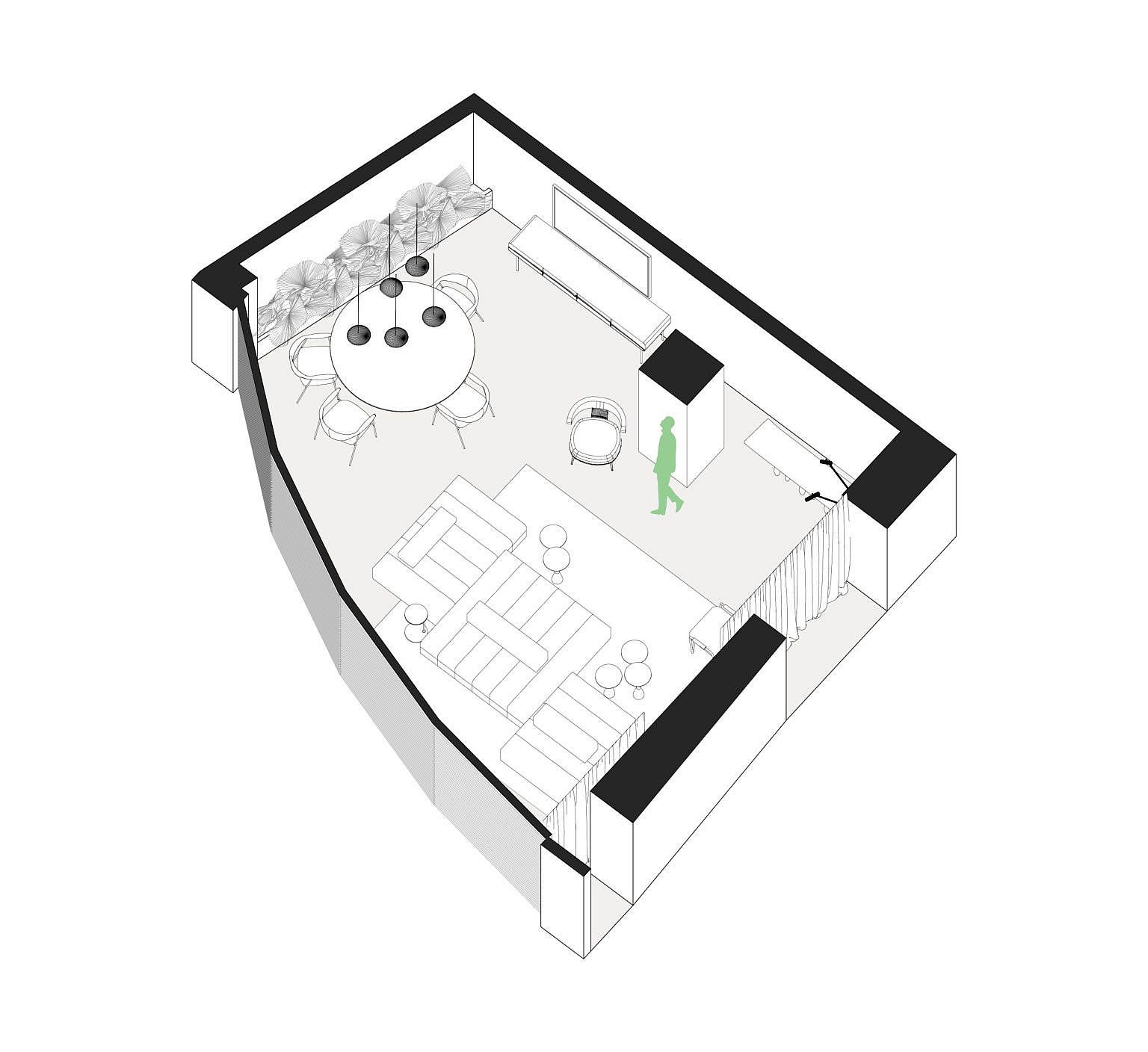 Design plan of modern apartment in Brazil