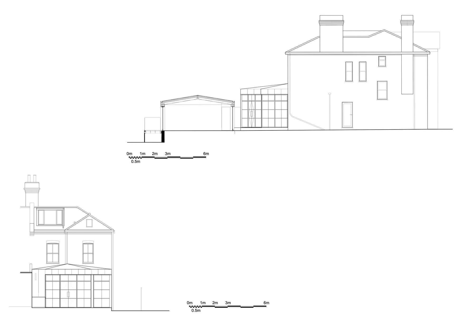 Elevation of Victorian family home in London that has been renovated to create new interior and garden room