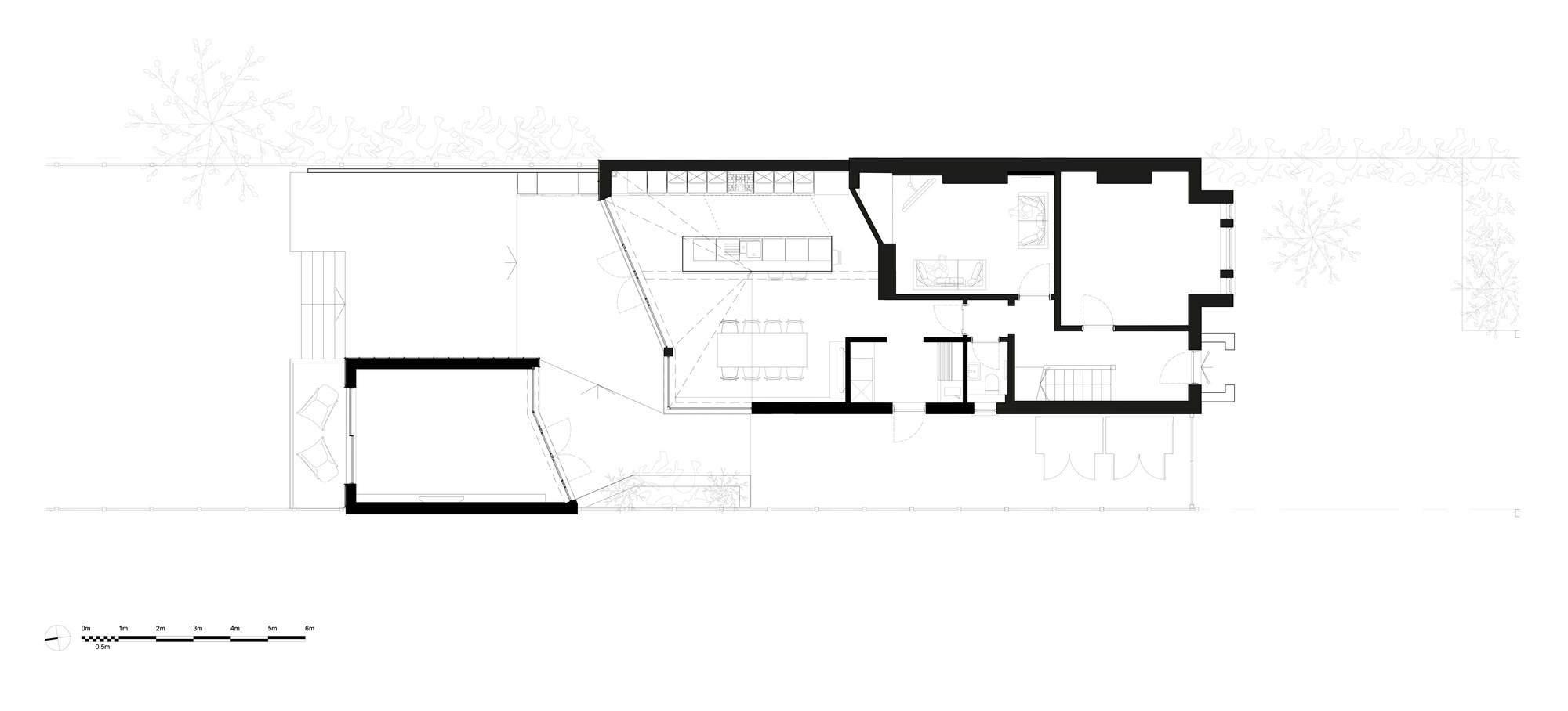 Ground floor plan of renovated Victorian family house in London