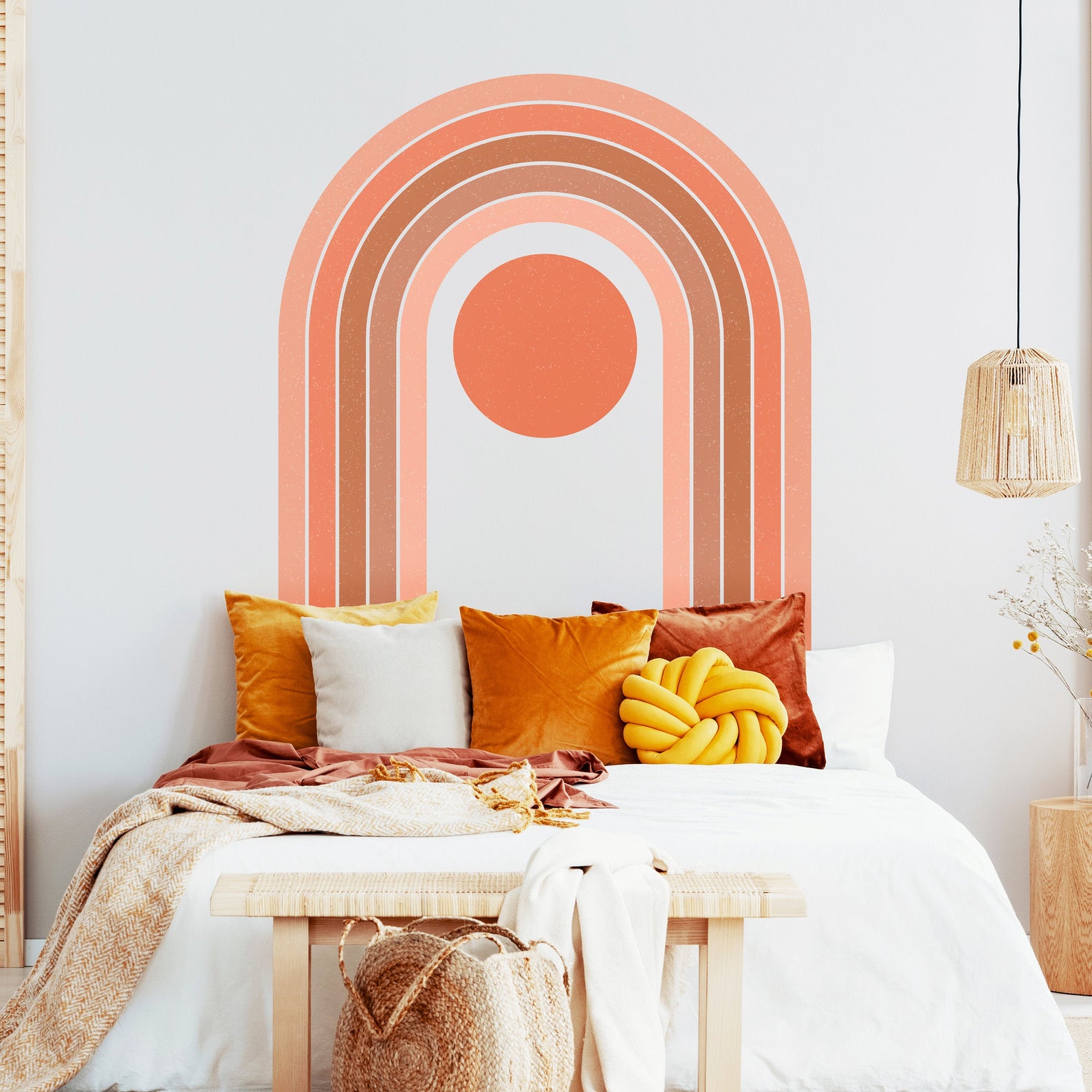 Rainbow wall sticker headboard idea