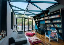 Small-contemporary-home-library-with-glass-roof-blue-walls-and-innvotaive-design-17403-217x155