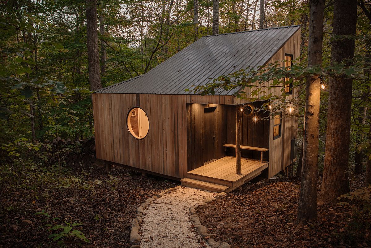 Small wooden cabin in the woods in Swannanoa, North Carolina feels like a dreamy escape