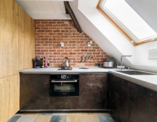 Spatial and Textural Delights: 20 Small Industrial Kitchens with Exposed Brick Finishes