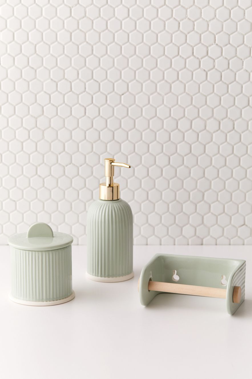 ceramic toilet paper holder with ridges