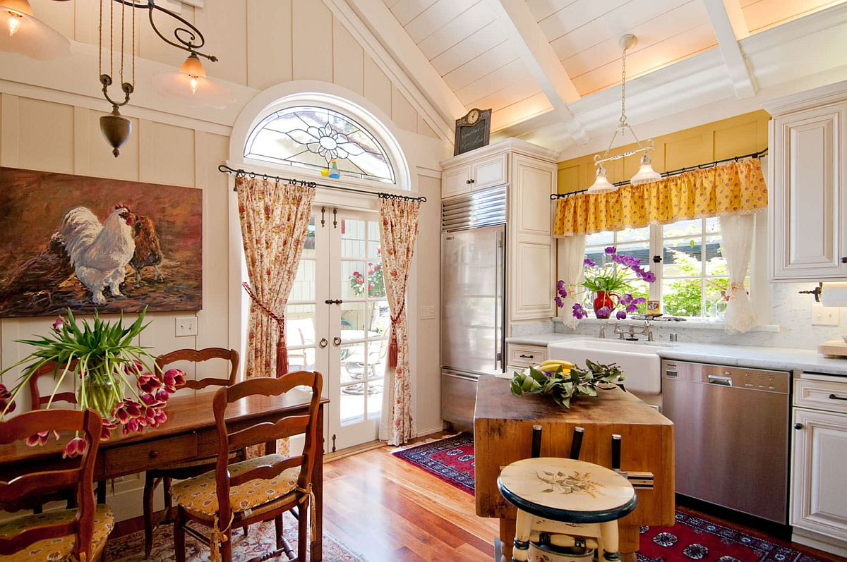 Beautiful farmhouse kitchen has a lot going on and yet is perfectly organized