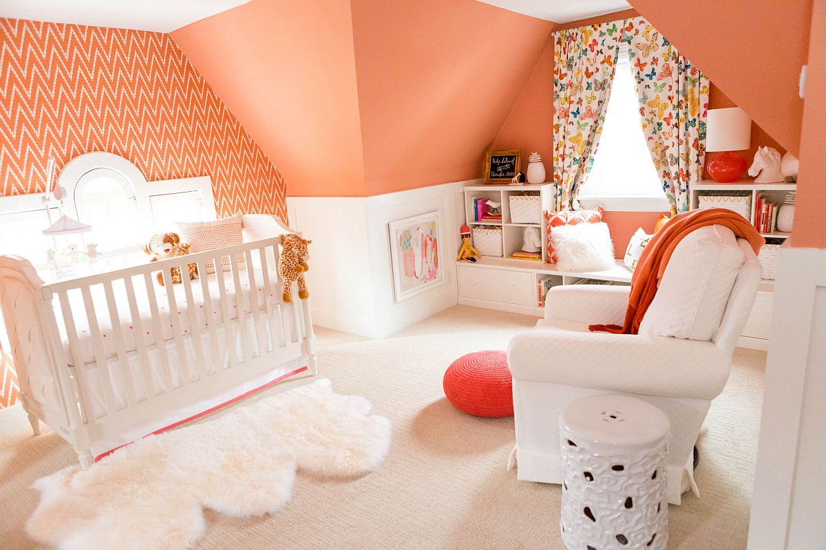 Coral is the perfet color for the modern aad beach style nursery with a bright, cheerful appeal