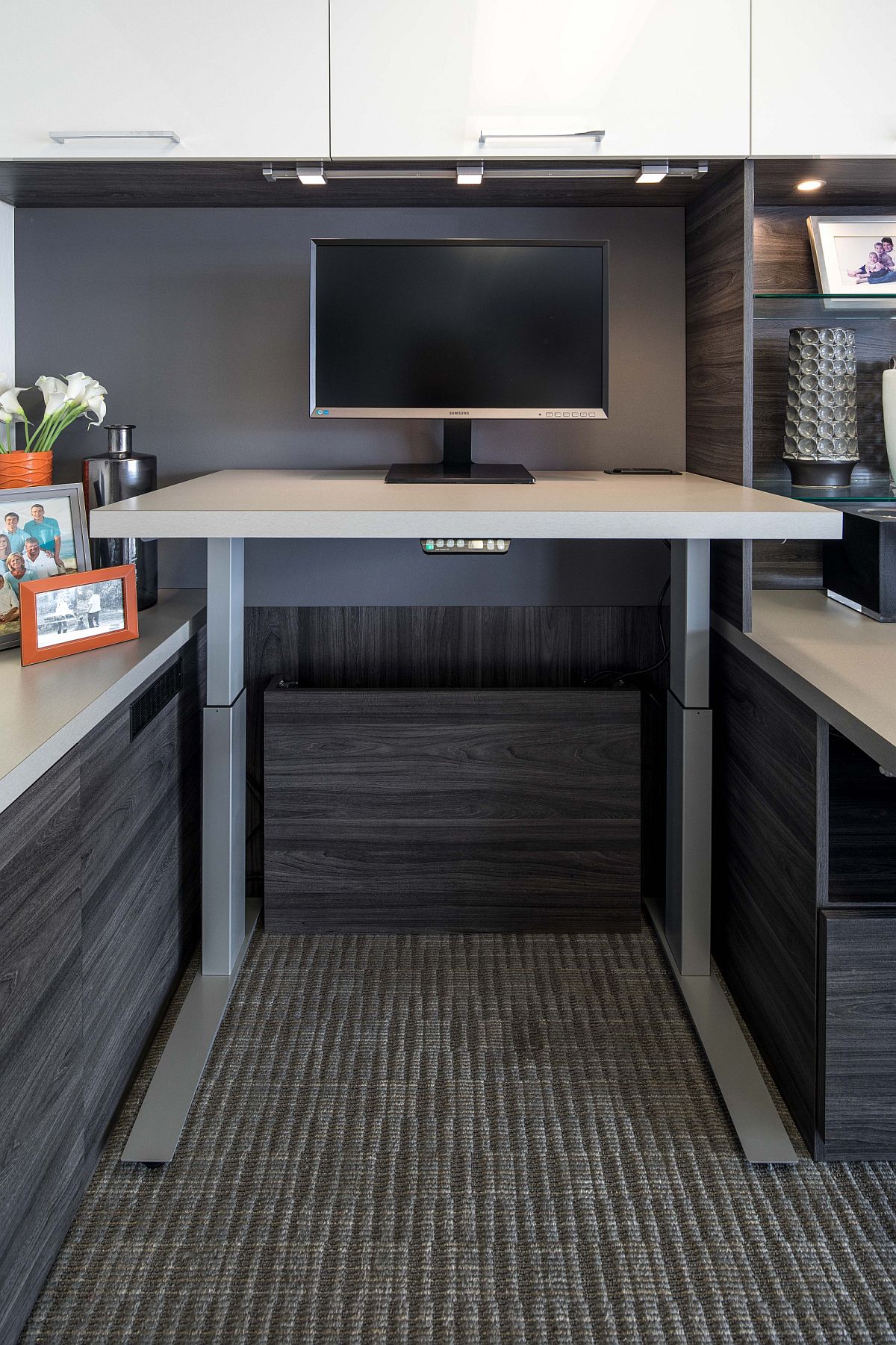 Custom height adjustable desk for the small modern home office