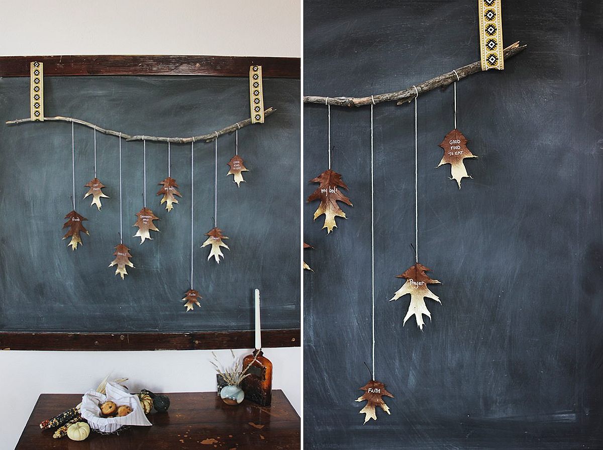 DIY Giving Thanks Leaf Garland in Gold is Super-Easy to Make