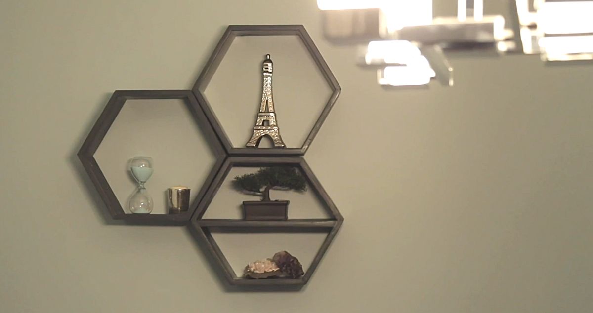 DIY hexagonal shelves are perfect for the trendy modern kitchen