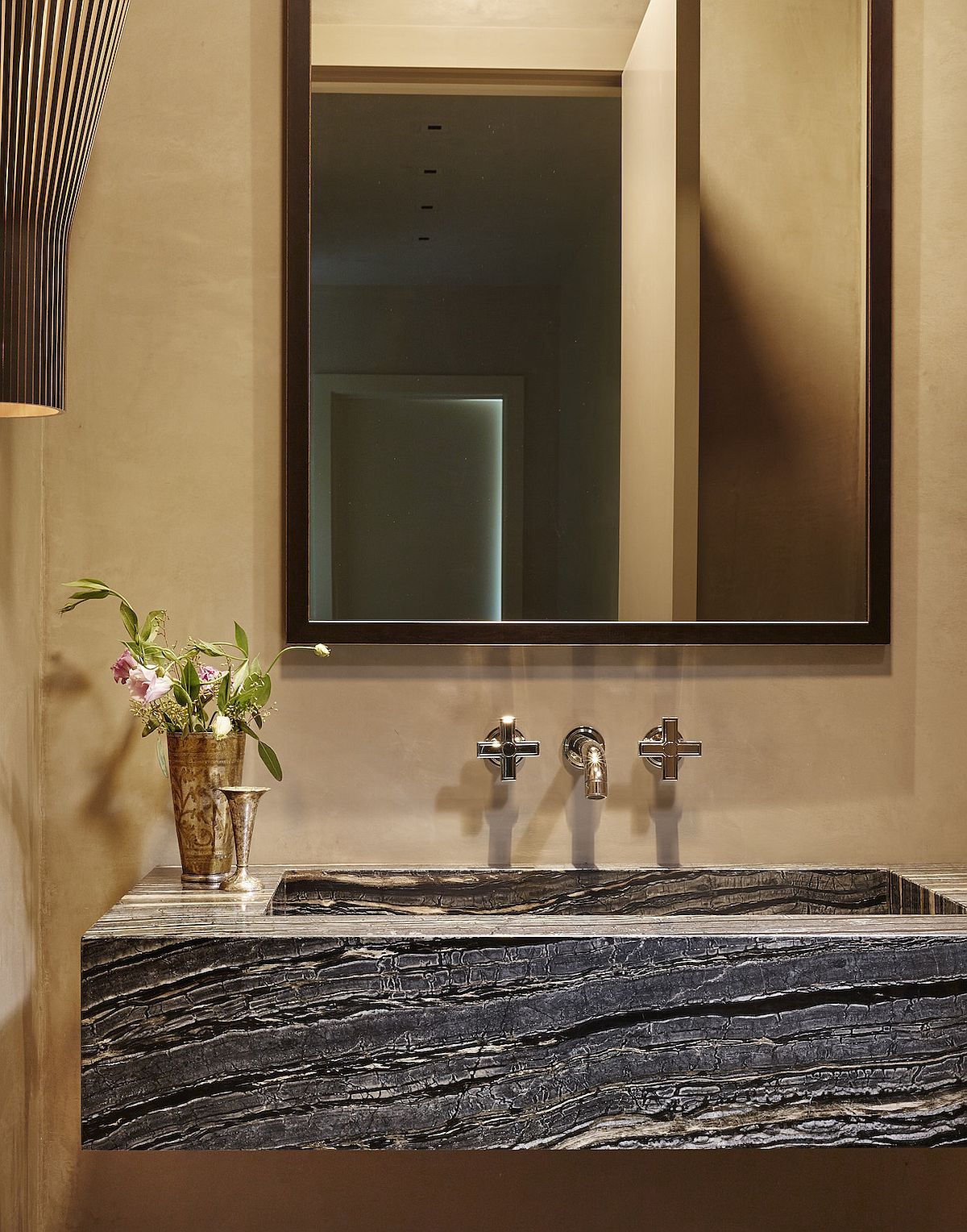 Fabulous stone vanity for the stylish modern powder room