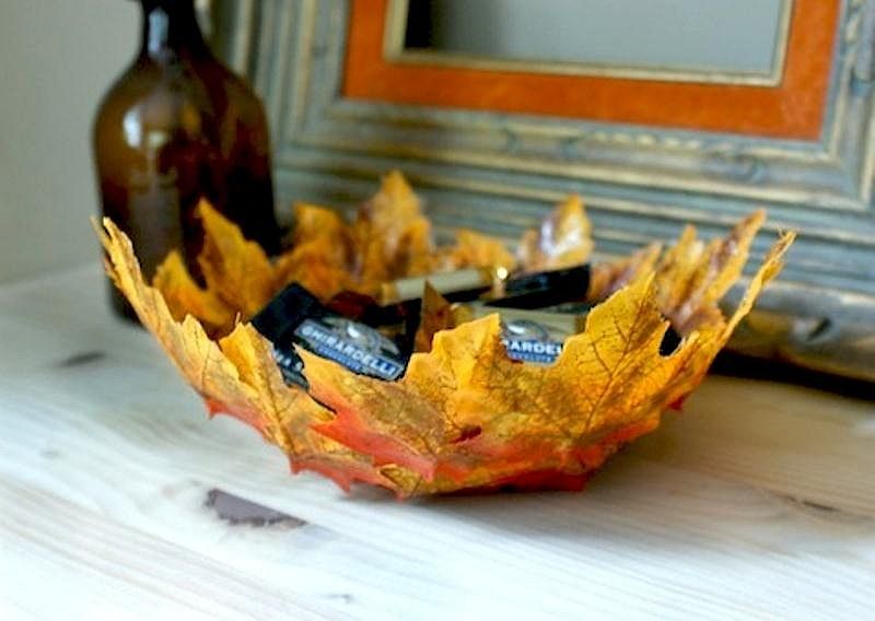 Fall leaves bowl that is made at home